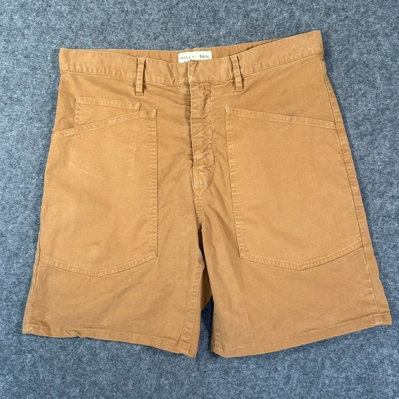Nili Lotan Womens Shon Shorts Size 4 Khaki Tan Carpenter Style Pockets USA Boho - Picture 1 of 13